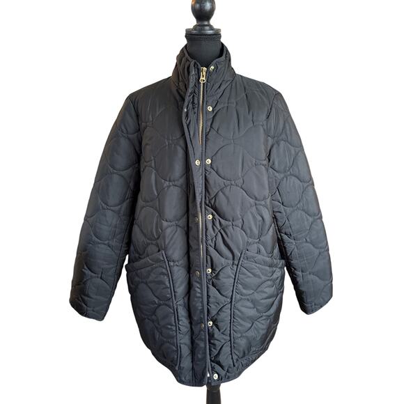 J.Crew Sz L Re-Imagined Signature Cocoon Quilted Puffer Jacket Black | EUC - Picture 1 of 8